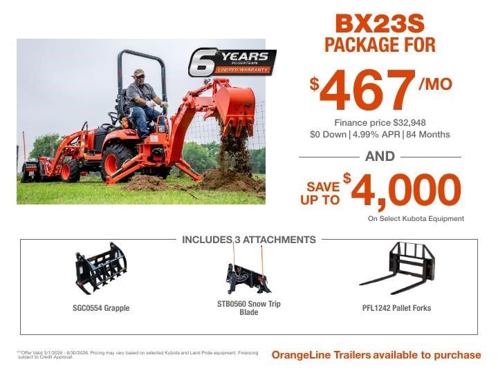 Kubota BX23S Starting at $467/Mo
